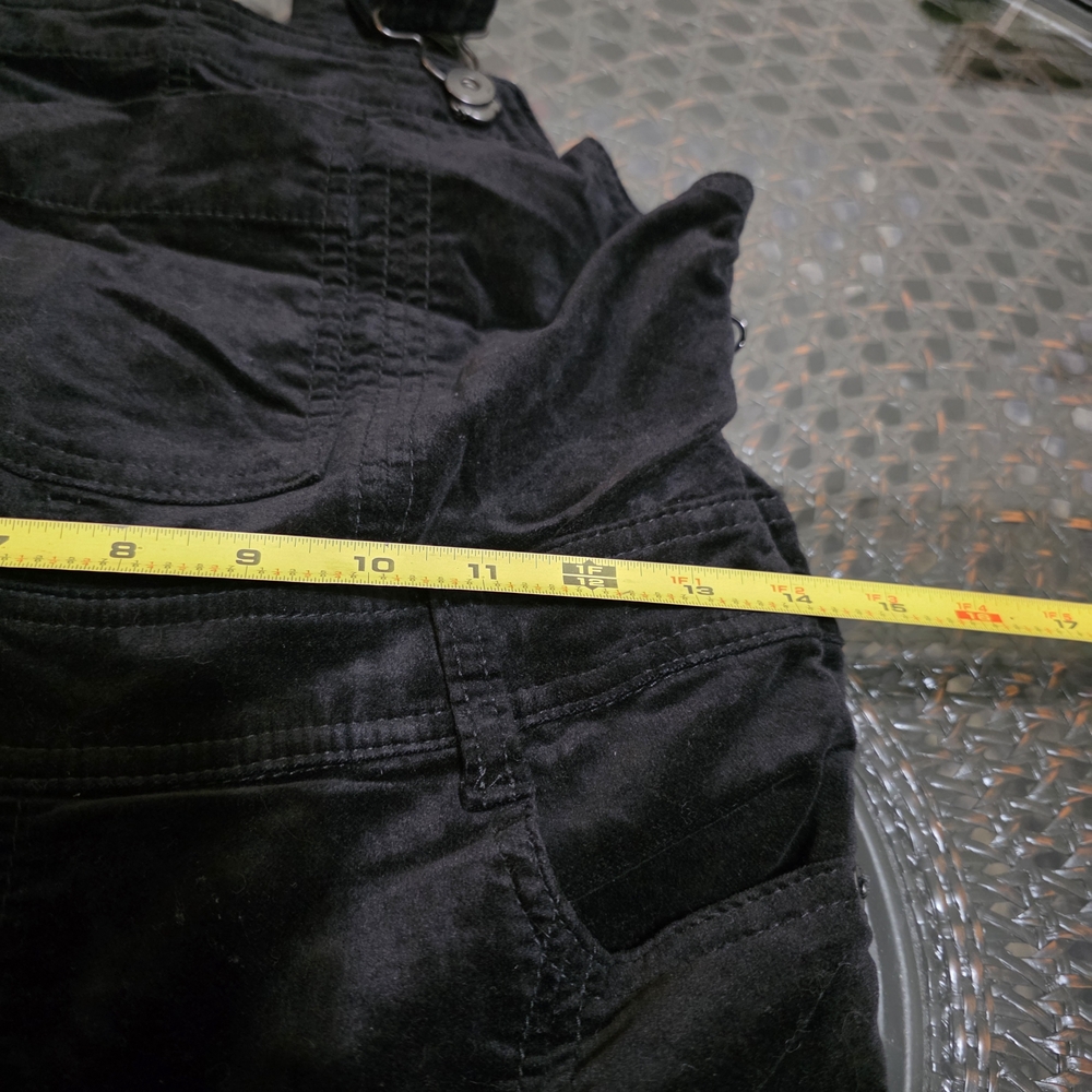 Pilcro and the Letterpress Black Velvet Flare Overalls Romper Jumper Pockets - Picture 9 of 11